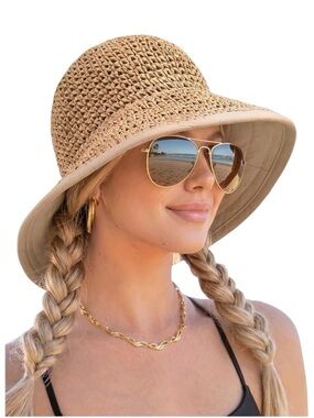 FURTALK Women's Crochet Straw Sun Hat a popular summer packable foldable Hat